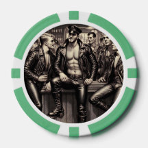 Homo Leer Vader Jaren 40 Motorfiets Pokerfiches –