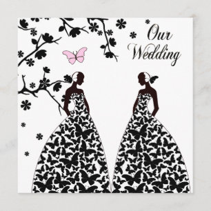 Homo & Lesbisch Bruiloft uitnodiging met twee brui