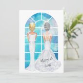 Homo lesbische bruiloft uitnodiging (Staand voorkant)