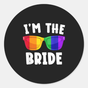 Homo Lesbische LHBT Wedding Party Bruid T-shirt Ba Ronde Sticker