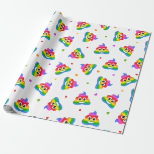 Homo lesbische regenboog poep emoji inpakpapier