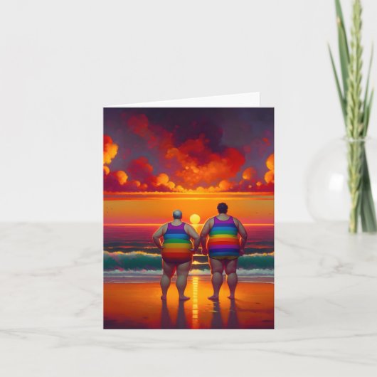 Homo LGBTQ Dag op het strand Liefde is liefde rege Bedankkaart (Voorkant)