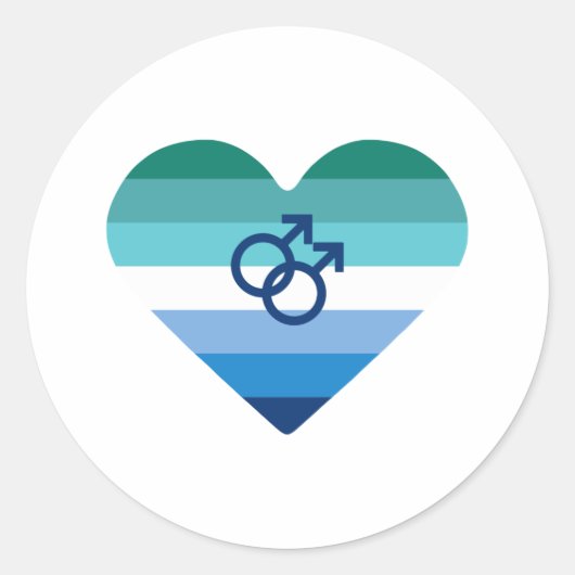 Homo Man Azure MLM Hart Ronde Sticker (Voorkant)