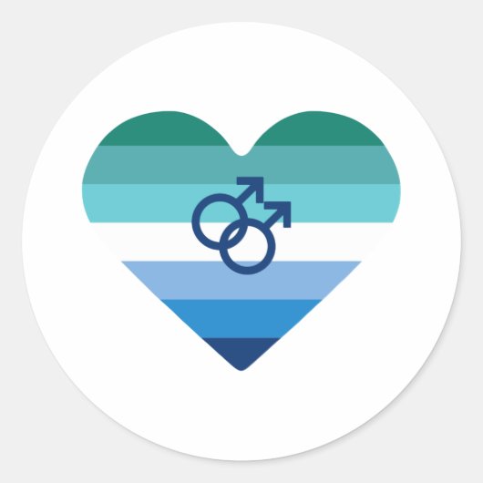 Homo Man Azure MLM Hart Ronde Sticker (Voorkant)