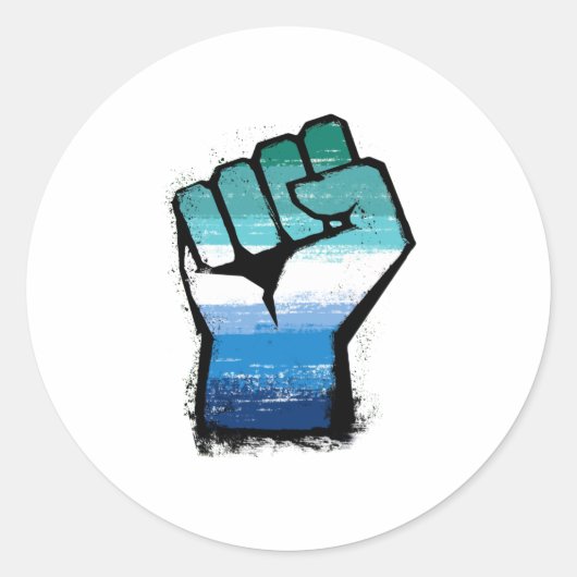 Homo mannelijke protestvuist ronde sticker (Voorkant)