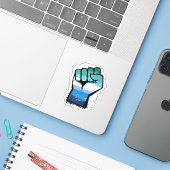 Homo mannelijke protestvuist sticker (Laptop met iPhone)