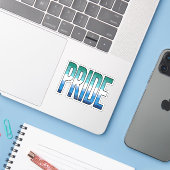 Homo Mannelijke Trots Woord Sticker (Laptop met iPhone)