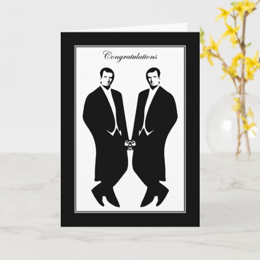 Homo Mannen bruiloft Gefeliciteerd Commitment Mann Kaart (Gele Bloem)