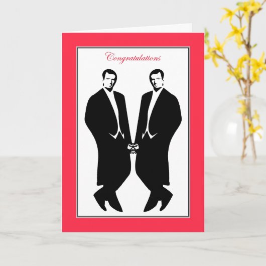 Homo Mannen bruiloft Gefeliciteerd Commitment Mann Kaart (Gele Bloem)