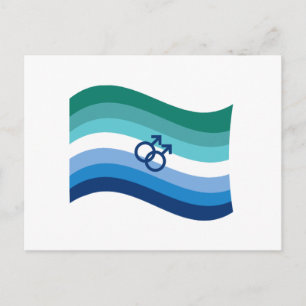 Homo Mannen Liefde Pride Azuurblauwe Golvende Vlag Briefkaart