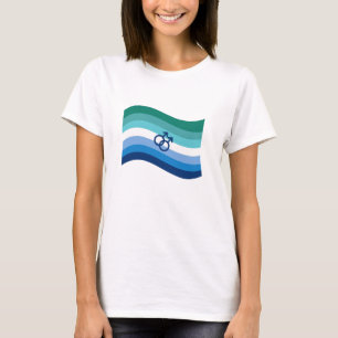 Homo Mannen Liefde Pride Azuurblauwe Golvende Vlag T-shirt