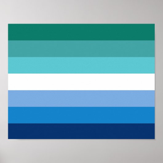 Homo Mannen Pride Vlag (Azurblauw) Poster (Voorkant)