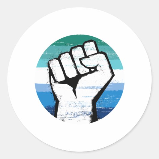 Homo Mannen Pride Vuist Cirkel Print Ronde Sticker (Voorkant)