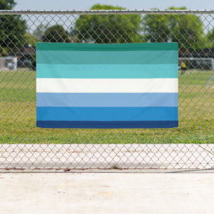 Homo Mannen Regenboogvlag (Azurblauw) Spandoek