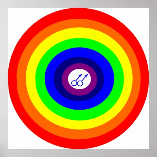 Homo Mannen Ronde Regenboog Poster (Voorkant)