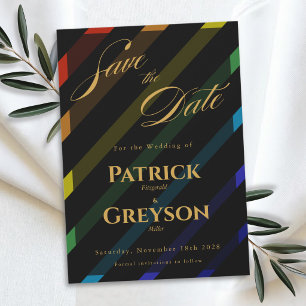 Homo Mannen Trouwen Elegante Regenboog Save The Date