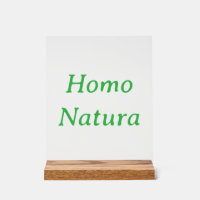 Homo Natura Acryl Bord met Houten Blok Voetstuk