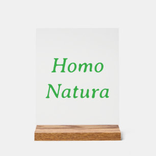 Homo Natura Acryl Bord met Houten Blok Voetstuk