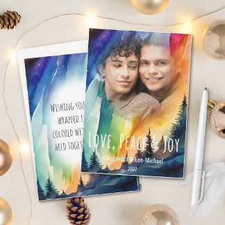 Homo noorderlicht aquarel kerstfoto feestdagenkaart