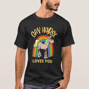Homo Paard Houdt Van Jou Regenboog Queer Pride LGB T-shirt