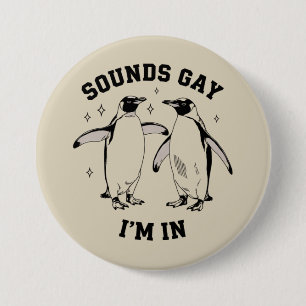 Homo Pinguïn Klinkt Als Homo Ik Ben In Vintage Que Ronde Button 7,6 Cm