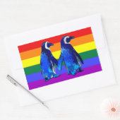 "Homo Pinguïn Paar" Rechthoekige Sticker (Envelop)