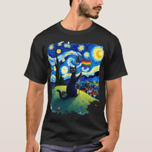 Homo Pride Kat Kunst Kat Starry Night Stijl LGBTQ  T-shirt