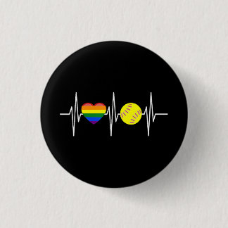 Homo Softbal T-shirt Softbal Speler Homo Trots LGB Ronde Button 3,2 Cm