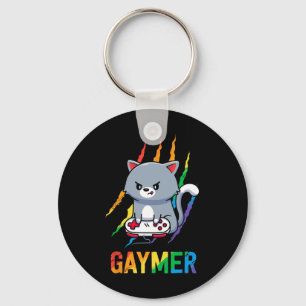 Homo speler Lgbt Kat Pride T-shirt Regenboog Video Sleutelhanger