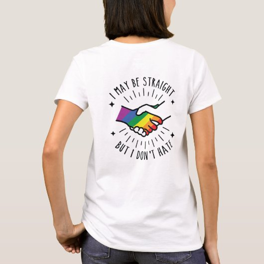 Homo Straight handen schudden - Geen haat T-shirt (Achterkant)
