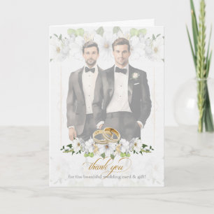Homo Trouw Twee Bruidegoms Vintage Blank Bedankkaart