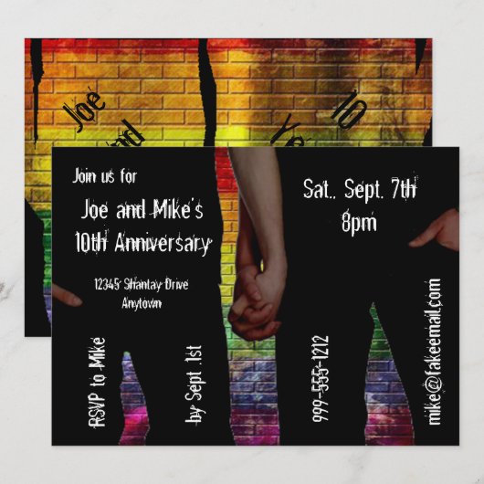 Homo trouwdag uitnodigingen (Voorkant / Achterkant)