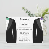 Homo trouwuitnodigingen groene en paarse vlinderda kaart (Staand voorkant)