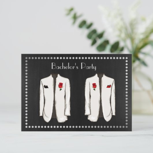Homo vrijgezellenfeest uitnodiging met twee Tuxedo (Staand voorkant)