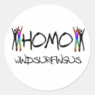 Homo windsurfen ronde sticker