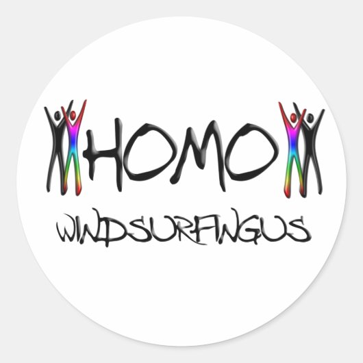 Homo windsurfen ronde sticker (Voorkant)