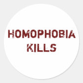 Homofobie doodt ronde sticker (Voorkant)