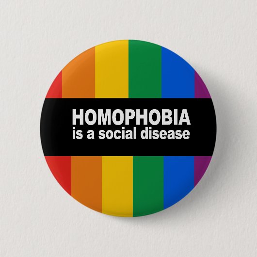 Homofobie is een sociale Bumpersticker Ronde Button 5,7 Cm (Voorkant)