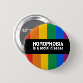Homofobie is een sociale Bumpersticker Ronde Button 5,7 Cm (Voorkant /achterkant)