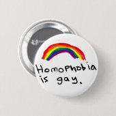 Homofobie is Gay Pin Ronde Button 5,7 Cm (Voorkant /achterkant)