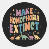 Homofobie uitsterven dinosaurustrots LGBTQ Ronde Sticker (Voorkant)