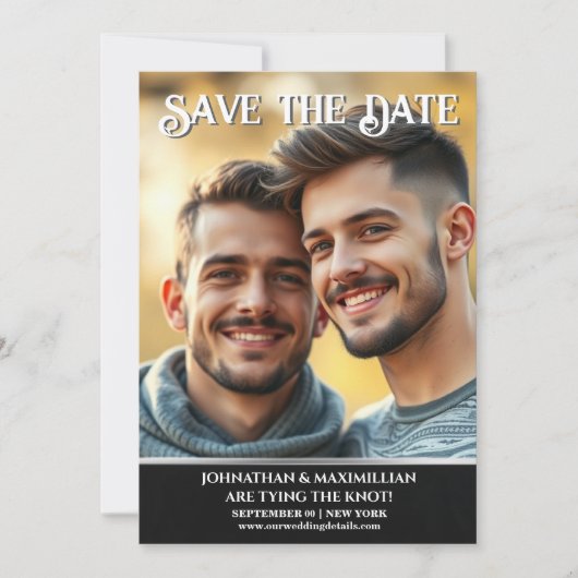 Homohuwelijk aankondiging save the date (Voorkant)