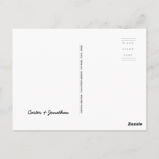 Homohuwelijk Dank u Briefkaart twee bruidegoms (Achterkant)