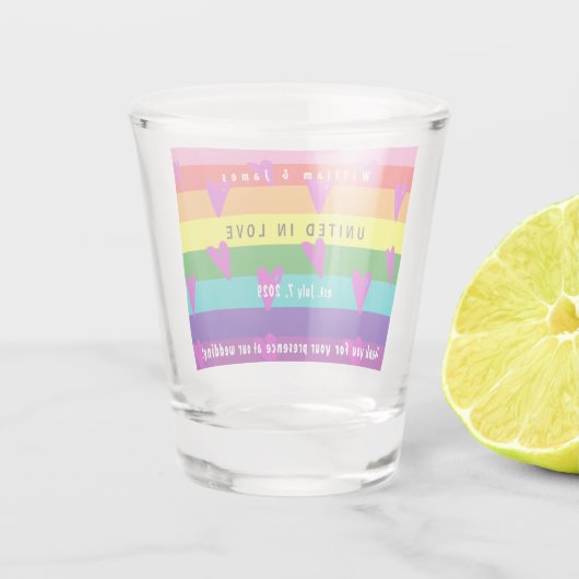 Homohuwelijk LGBTQ Bruiloft Dank u Shot Glas (Achterkant)