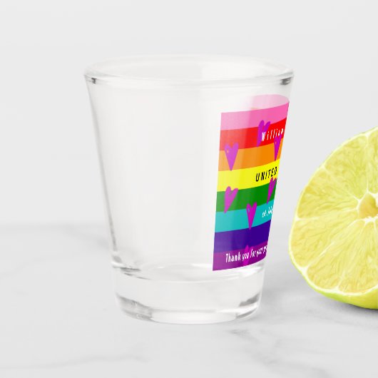 Homohuwelijk LGBTQ Bruiloft Dank u Shot Glas (Links)