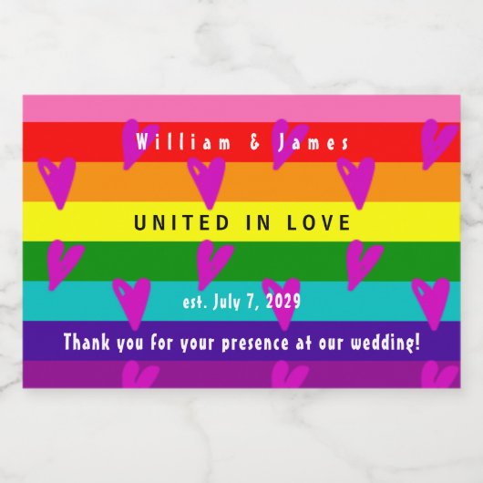 Homohuwelijk LGBTQ Bruiloft Dank u Sparkling Wijnetiket (Enkel label)