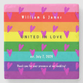 Homohuwelijk LGBTQ Bruiloft Dank u Stenen Onderzetter (Voorkant)