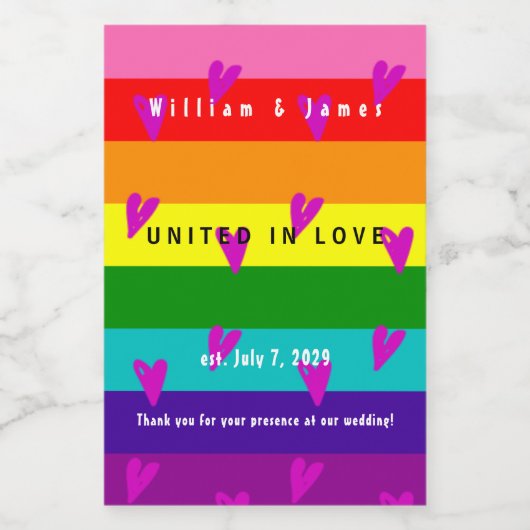 Homohuwelijk LGBTQ Bruiloft Dank u Wijn Etiket (Enkel label)