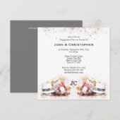 Homokoppel pet floral waterverf monogram kaart (Voorkant / Achterkant)