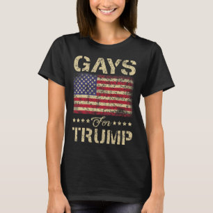Homo's voor Trump sterren en strepen Amerikaanse v T-shirt